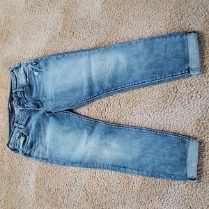 Silver crop blue jeans